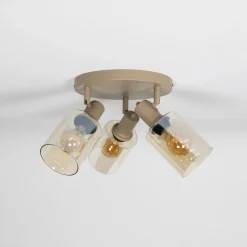 WoonStijl Plafondlamp Sepiora rond 3-lichts Beige