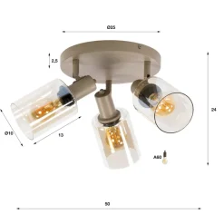 WoonStijl Plafondlamp Sepiora rond 3-lichts Beige