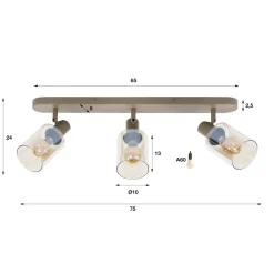 WoonStijl Plafondlamp Sepiora 3-lichts Beige
