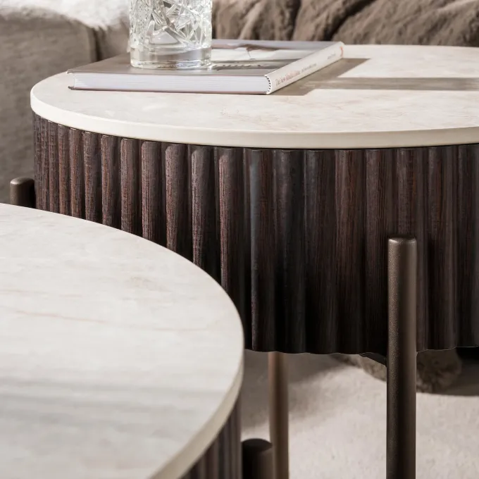 WoonStijl Salontafel Ceramo rond set van 2 Taj Mahal