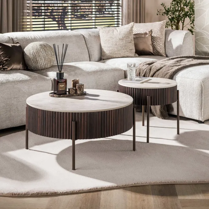 WoonStijl Salontafel Ceramo rond set van 2 Taj Mahal
