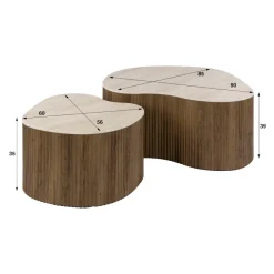 WoonStijl Salontafel Ceramo medio set van 2 keramiek travertin