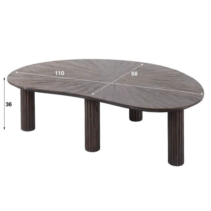 WoonStijl Salontafel 110cm niervormig Maya teak