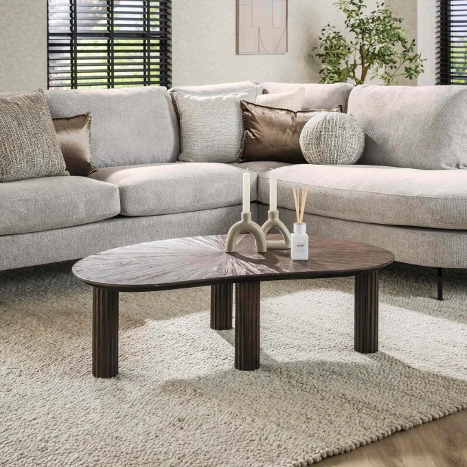WoonStijl Salontafel 110cm niervormig Maya teak