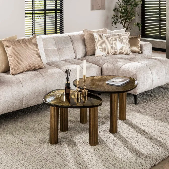 WoonStijl Salontafel L Eclipse goud antiek finish