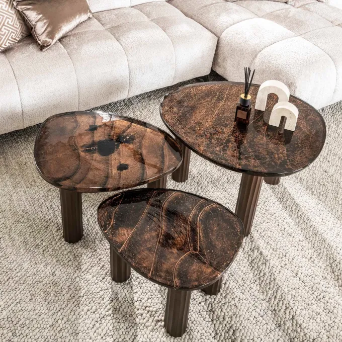 WoonStijl Salontafel L Eclipse koper antiek finish