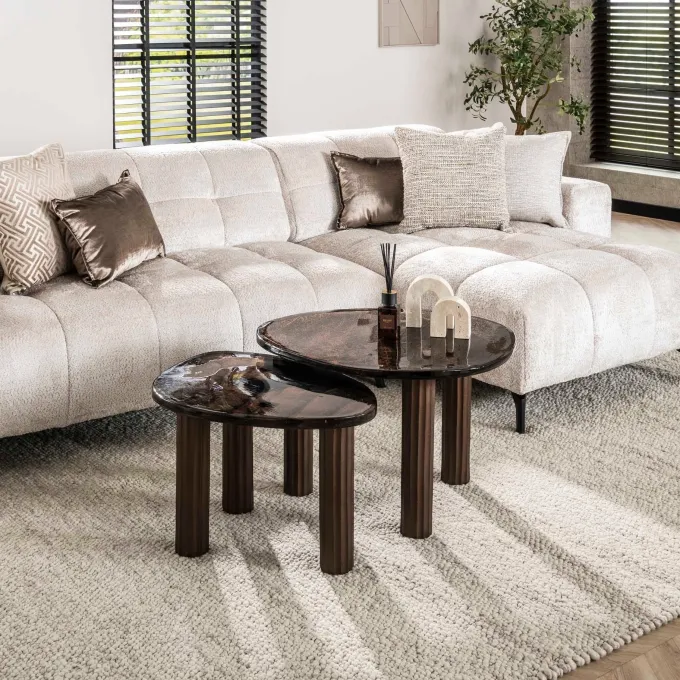 WoonStijl Salontafel L Eclipse koper antiek finish