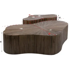 WoonStijl Salontafel Maya Teak XL shamrock set van 2 teak espresso