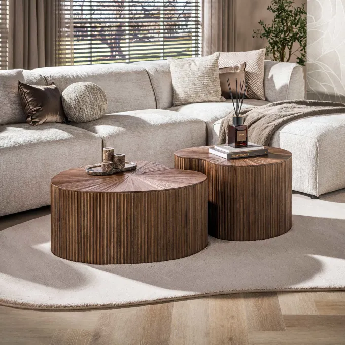WoonStijl Salontafel Maya Teak niervormig set van 2 teak