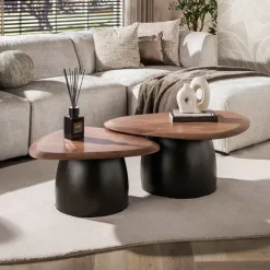 WoonStijl Salontafel Melta set van 2 acacia bruin