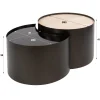 WoonStijl Salontafel Metal half moon set van 2 keramiek travertin