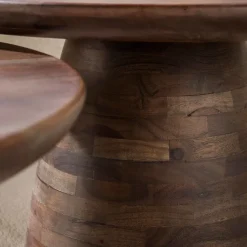 WoonStijl Salontafel Mova rond set van 2 Massief acacia bruin