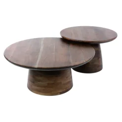 WoonStijl Salontafel Mova rond set van 2 Massief acacia bruin