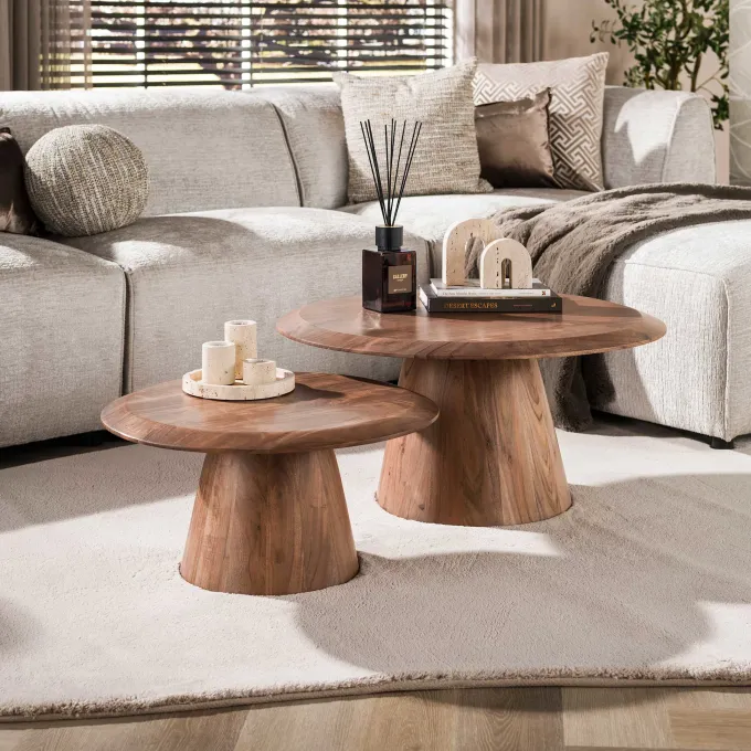 WoonStijl Salontafel Rona set van 2 acacia bruin
