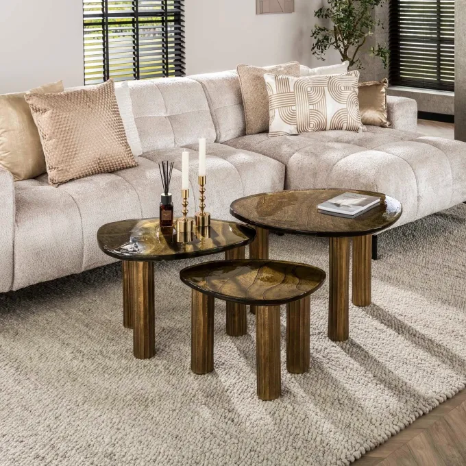 WoonStijl Salontafel S Eclipse goud antiek finish