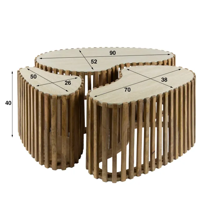 WoonStijl Salontafel set van 3 niervorm Nuovo travertin