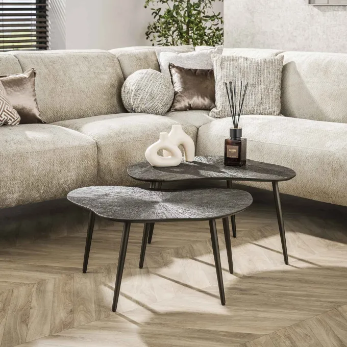WoonStijl Salontafel set van 2 leaf Brown Ray Metal