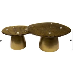 WoonStijl Salontafel set van 2 Eclipse goud antiek finish