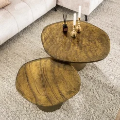 WoonStijl Salontafel set van 2 Eclipse goud antiek finish