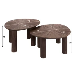 WoonStijl Salontafel set van 2 driehoekig Maya teak