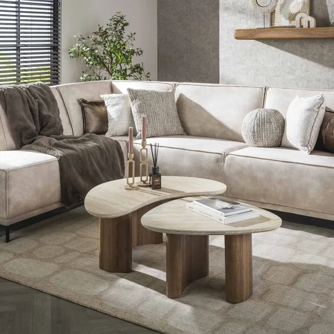 WoonStijl Salontafel set van 2 organic ceramic