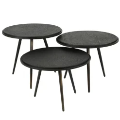 WoonStijl Salontafel set van 3 rond metallic