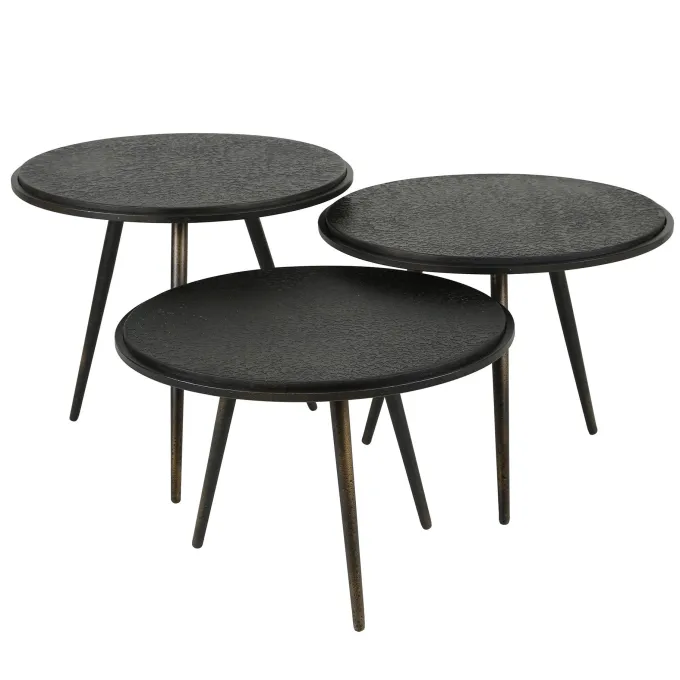 WoonStijl Salontafel set van 3 rond metallic