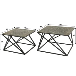 WoonStijl Salontafel set van 2 X cross metallic