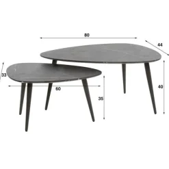 WoonStijl Salontafel set van 2 pear shaped organisch