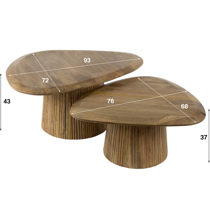 WoonStijl Salontafel set van 2 wave driehoekig blad