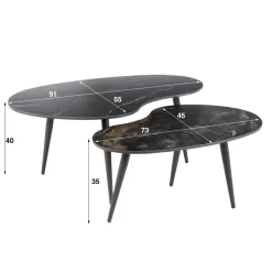 WoonStijl Salontafel set van 2 niervormig fossil
