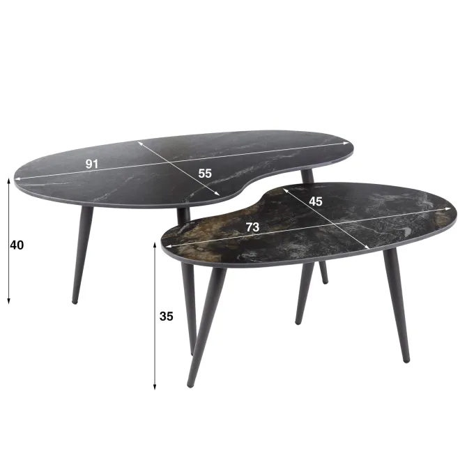WoonStijl Salontafel set van 2 niervormig fossil