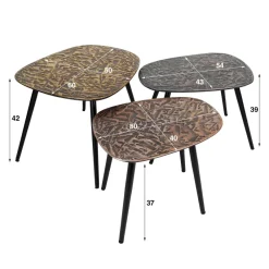 WoonStijl Salontafel set van 3 vierhoekig patina metal