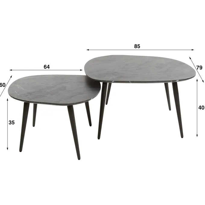 WoonStijl Salontafel set van 2 Rock shaped organisch