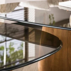 WoonStijl Salontafel Tinto driehoekig set set van 2 salontafels met brons glas
