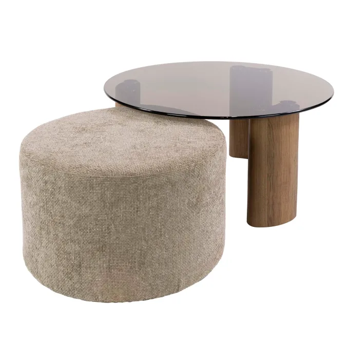 WoonStijl Salontafel Tinto poef set van 2 Brons glas