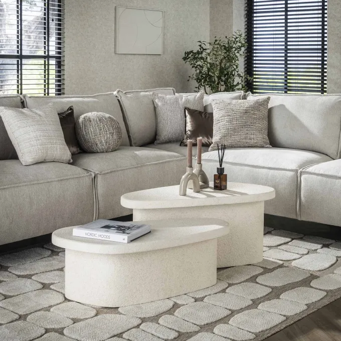 WoonStijl Salontafel XL stone organisch set van 2