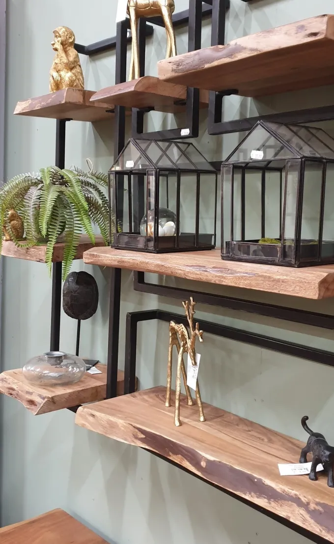 WoonStijl Set Wandplanken Live Edge Groot - Industrieel Acaciahout