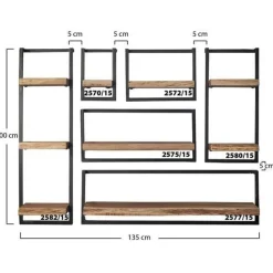 WoonStijl Set Wandplanken Live Edge Groot - Industrieel Acaciahout