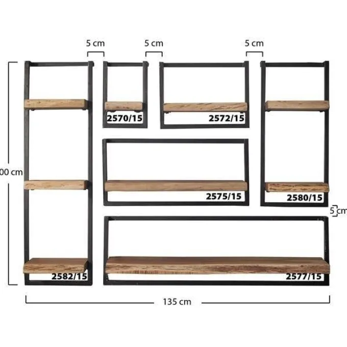 WoonStijl Set Wandplanken Live Edge Groot - Industrieel Acaciahout