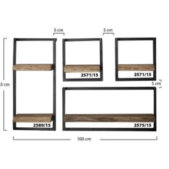 WoonStijl Set Wandplanken Live Edge Medium - Industrieel Acaciahout