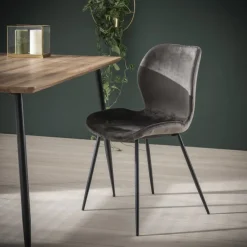 WoonStijl Stoel velvet ronde buis Antraciet velvet