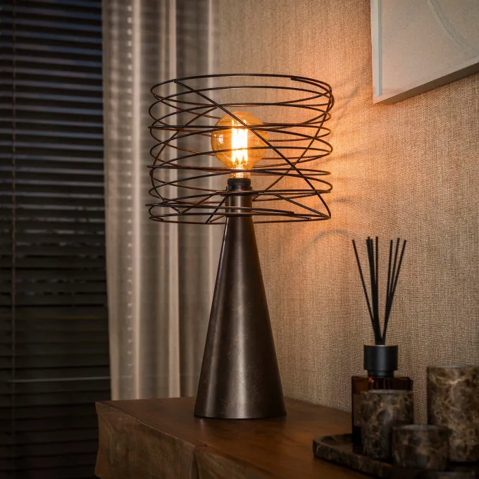 WoonStijl Tafellamp Curl 1-lichts Urban bruin