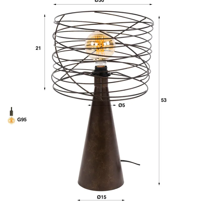 WoonStijl Tafellamp Curl 1-lichts Urban bruin