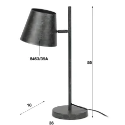 WoonStijl Tafellamp 1L verstelbare metalen kap / Charcoal