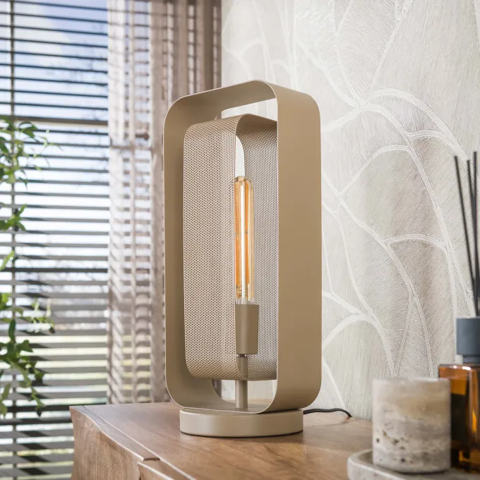 WoonStijl Tafellamp Mesh Rotate 1-lichts Beige
