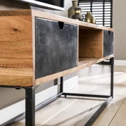 WoonStijl TV-meubel Metal Catch 2L - Industrieel Acaciahout