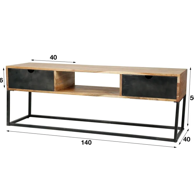 WoonStijl TV-meubel Metal Catch 2L - Industrieel Acaciahout