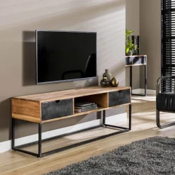 WoonStijl TV-meubel Metal Catch 2L - Industrieel Acaciahout