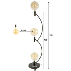 WoonStijl Vloerlamp Arcus 3-lichts / Sienna bruin